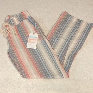 Cali 1850 Striped Drawstring Track Pants - Multicolor (Blue, Pink, Cream)